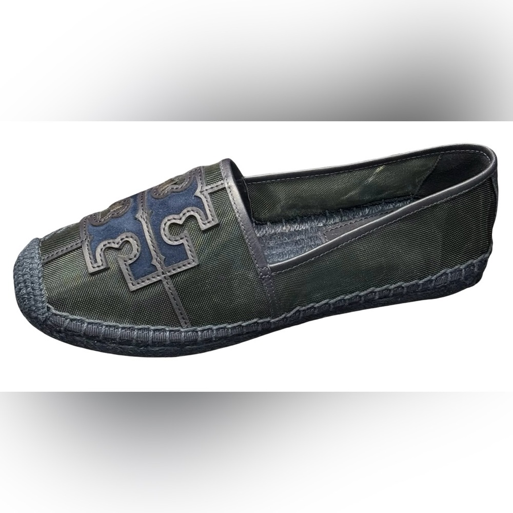 Tory Burch Ines Espadrille Loafers Womens Size 6 Navy Malachite Slip On Flats - Picture 2 of 8